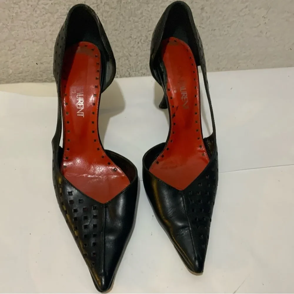 Saint Laurent black Perforated Leather D'orsay Pumps Size 39 - Picture 3 of 15